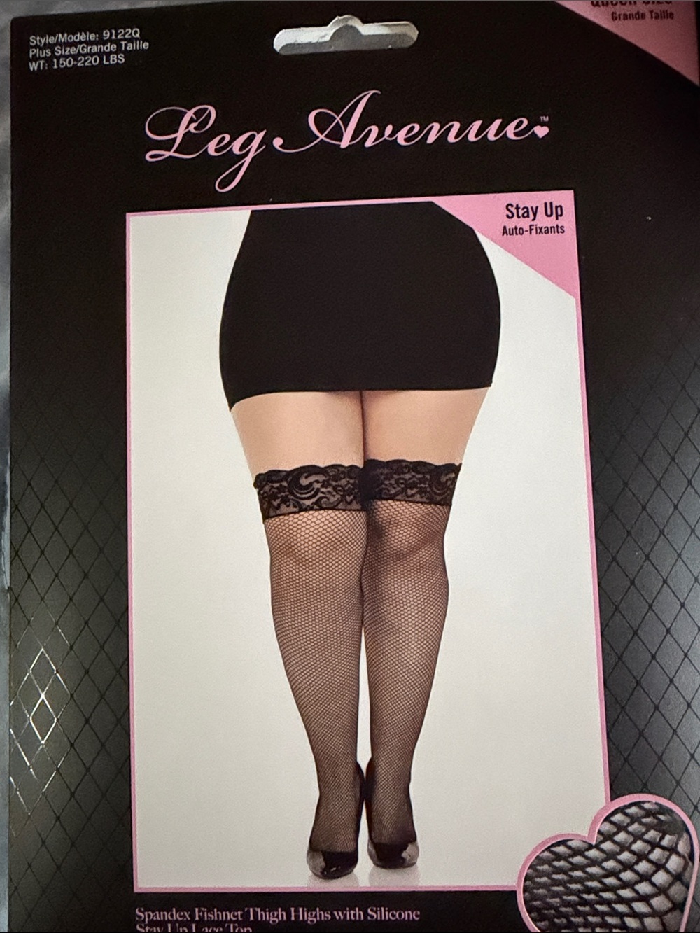 Leg Avenue Black Fishnet Thigh Highs with Lace Top